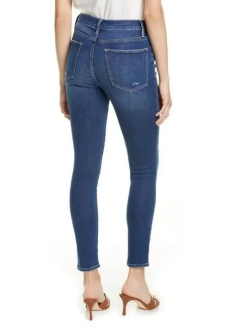 FRAME Le High Skinny Jeans Women 26 Clyde Distressed Medium Wash Denim - Picture 2 of 13